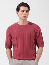 Men's Red Casual Solid Half Sleeves Tshirt