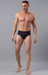 Men's Grey Mid-Rise Solid Brief