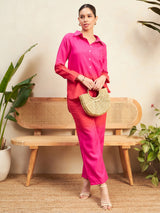 Women's Pink The Alia Set - Shaded Cotton Linen 2 Piece Set