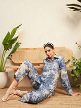 Women's Blue The Alia Set - Shaded Cotton Linen 2 Piece Set