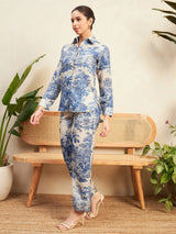 Women's Blue The Alia Set - Shaded Cotton Linen 2 Piece Set