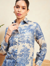 Women's Blue The Alia Set - Shaded Cotton Linen 2 Piece Set
