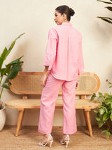 Women's Pink Linen Two Piece Co-ord Set