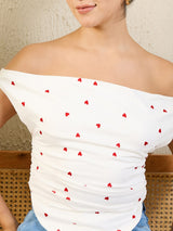 Women's White Casual Cotton Stretchable Draped Crop Top