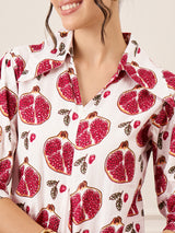 Women's White Casual Front Pleated Cotton Midi A-Line Dress