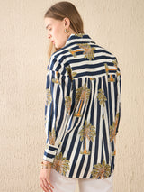 Women's Black Casual Printed Regular Fit Full Sleeves Shirt