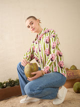 Women's Green Casual Printed Regular Fit Full Sleeves Shirt
