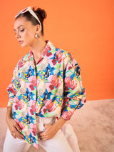 Women's Pink Casual Printed Regular Fit Full Sleeves Shirt