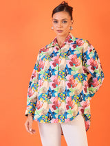 Women's Pink Casual Printed Regular Fit Full Sleeves Shirt