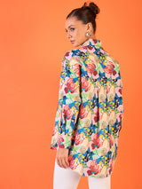 Women's Pink Casual Printed Regular Fit Full Sleeves Shirt