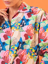 Women's Pink Casual Printed Regular Fit Full Sleeves Shirt