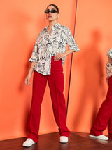 Women's White Casual Printed Regular Fit Full Sleeves Shirt