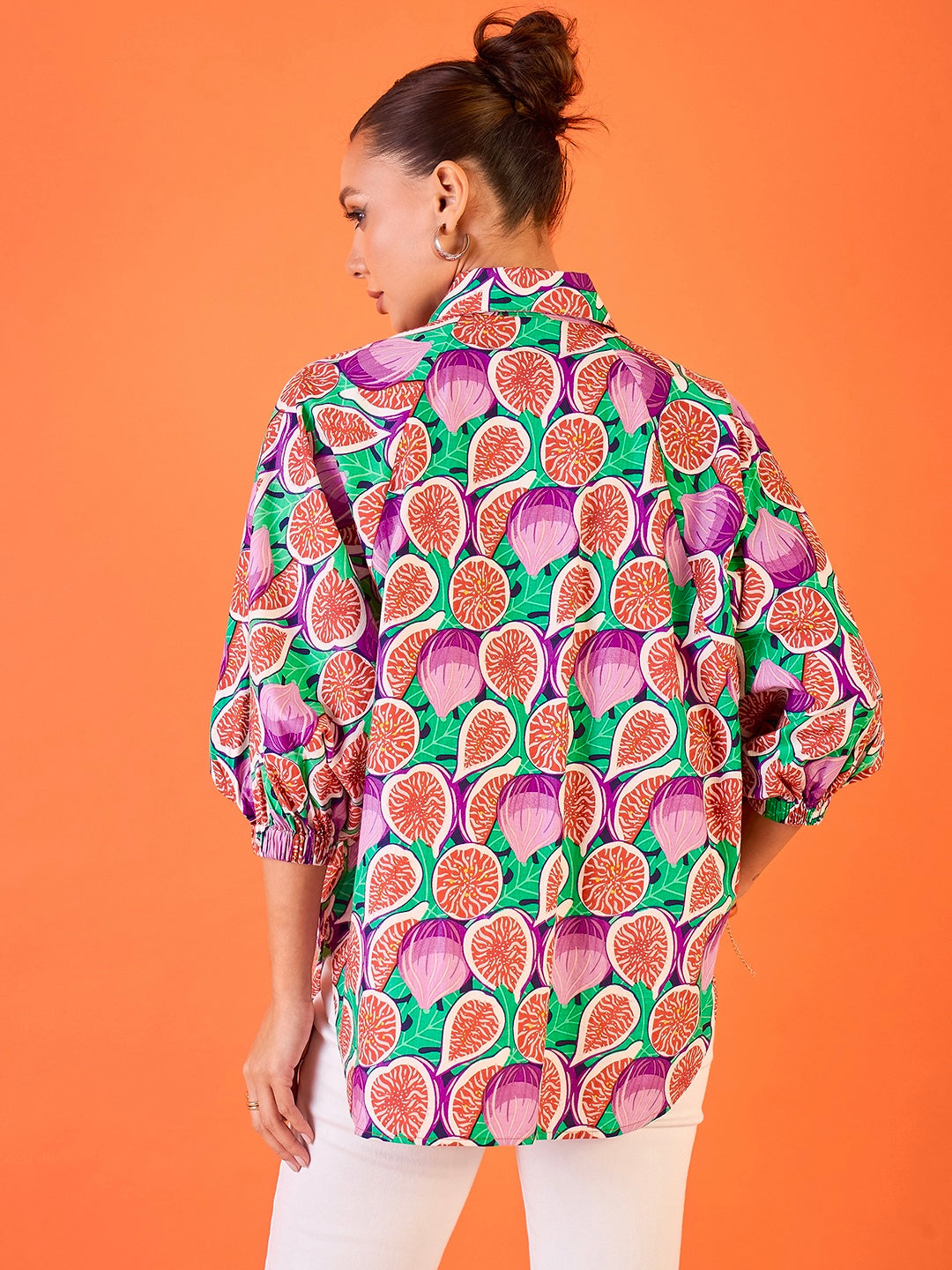 Women's Multicolor Casual Printed Tie-Up Cotton Shirt