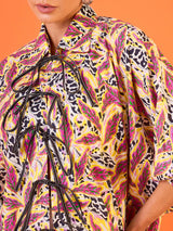 Women's Multicolor Casual Printed Tie-Up Cotton Shirt