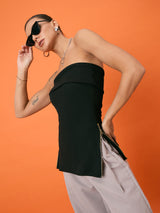 Women's Black Casual Solid Regular Fit Sleeveless Tops