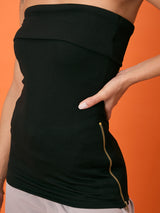 Women's Black Casual Solid Regular Fit Sleeveless Tops