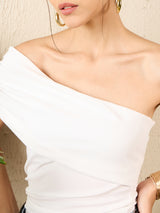 Women's White Casual Solid Regular Fit Sleeveless Tops