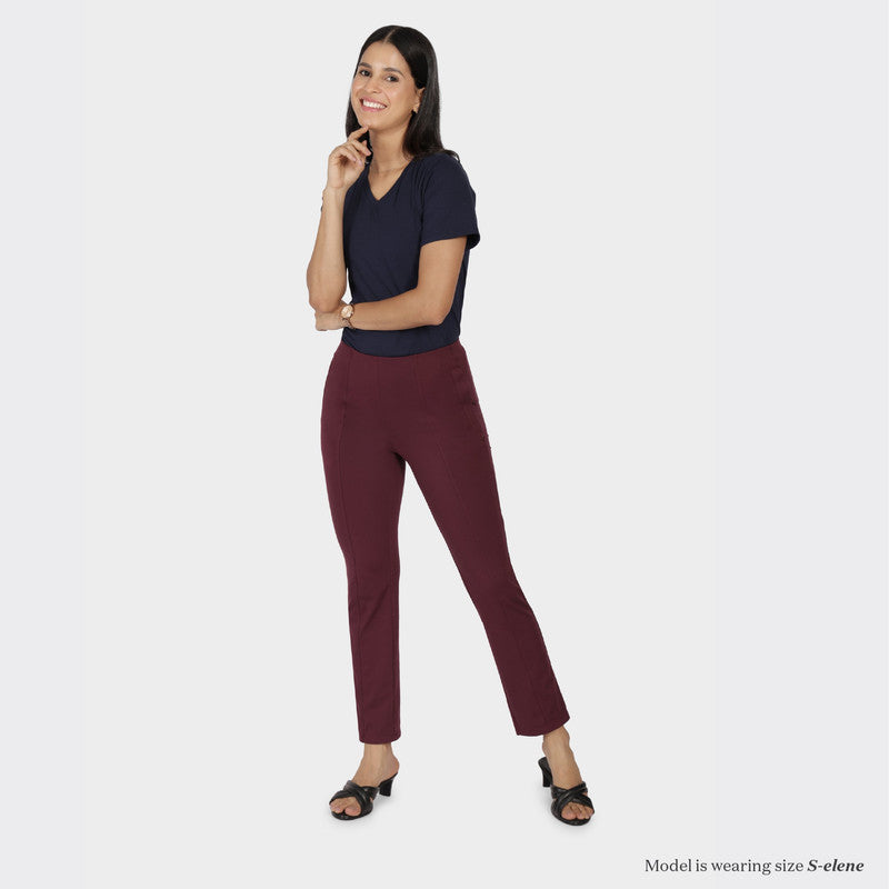 Women's Red Sports Regular Fit Solid Pant