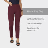 Women's Red Sports Regular Fit Solid Pant