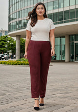 Women's Red Sports Regular Fit Solid Pant