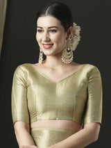 Women's Organza Green Woven Design Designer Saree with Blouse Piece