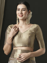 Women's Organza Grey Woven Design Designer Saree with Blouse Piece
