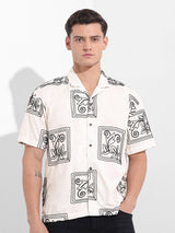 Men's Beige Casual Solid Half Sleeves Shirt