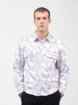 Men's White Casual Printed Full Sleeves Shirt