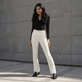 Women's White Solid Sports High Rise Trouser
