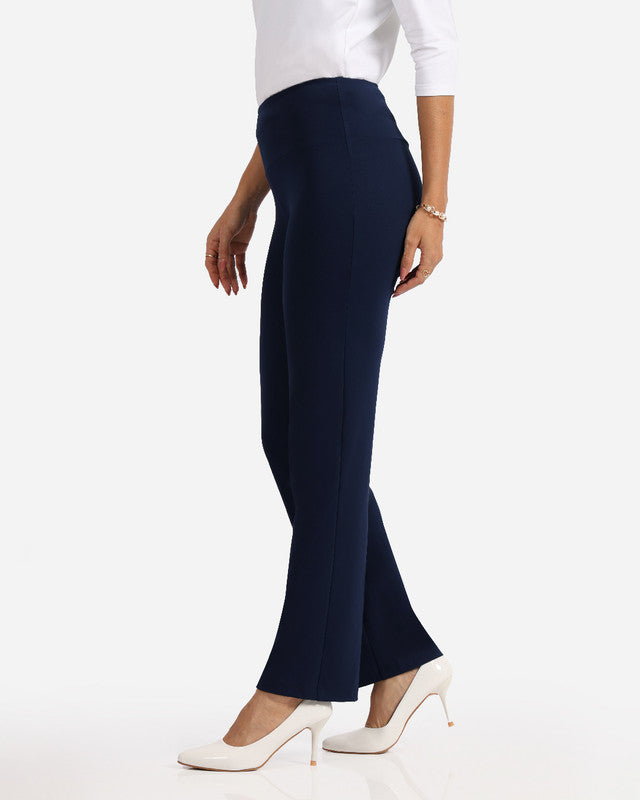 Women's Blue Solid Sports High Rise Trouser
