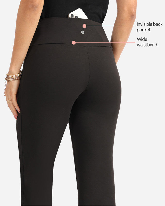 Women's Black Solid Sports High Rise Trouser