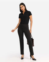 Women's Black Solid Sports High Rise Trouser