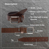 Men's Brown Casual Solid Leather Belt