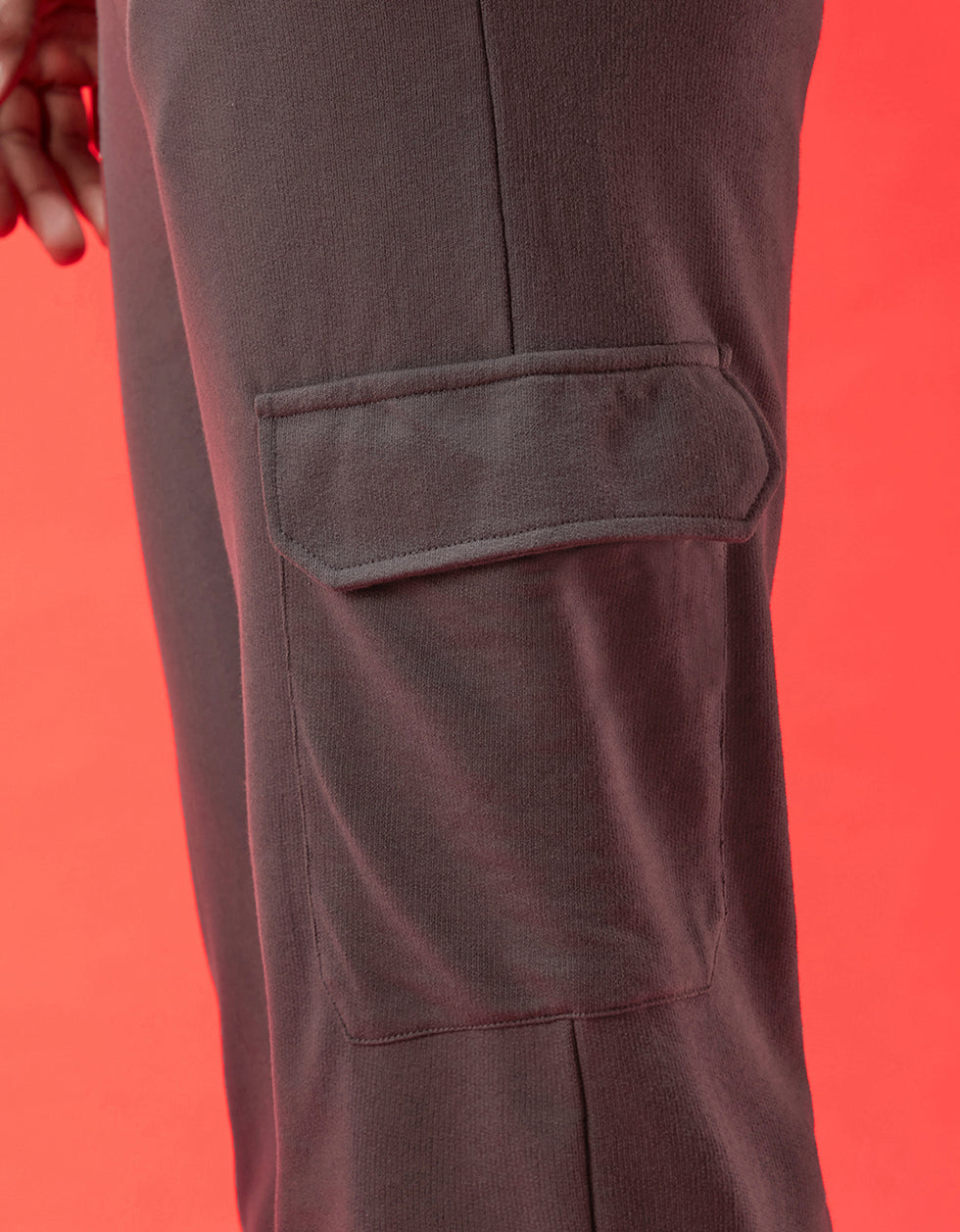 Men's Grey Casual Baggy Fit Solid Cargo