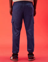 Men's Navy Casual Baggy Fit Solid Cargo