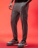 Men's Grey Casual Baggy Fit Solid Cargo