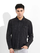 Men's Black Casual Solid Full Sleeves Shirt