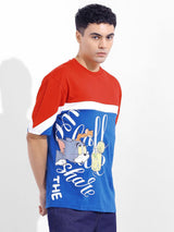 Men's Red Casual Printed Half Sleeves Tshirt