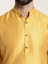 Men's Yellow Full Sleeves Straight Kurta