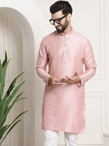 Men's Pink Full Sleeves Straight Kurta