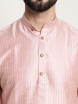 Men's Pink Full Sleeves Straight Kurta