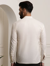 Men's White Full Sleeves Short Kurta