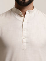 Men's White Full Sleeves Short Kurta