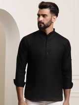 Men's Black Full Sleeves Short Kurta