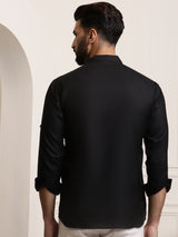 Men's Black Full Sleeves Short Kurta