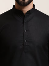 Men's Black Full Sleeves Short Kurta