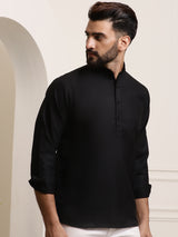 Men's Black Full Sleeves Short Kurta