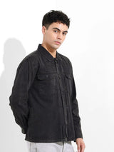 Men's Black Casual Solid Full Sleeves Shirt