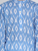 Boys Blue Festive Printed Full Sleeves Kurta with Pyjama
