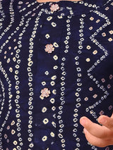 Boys Navy Festive Printed Full Sleeves Kurta with Salwar